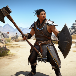 **A skilled Maehwa character efficiently gathering resources in a Black Desert Online resource-rich location.** Focus on the character's mobility, gathering tools (axe, pickaxe), and the environment details (rare herbs, ore deposits). Consider a "speed gathering" costume.