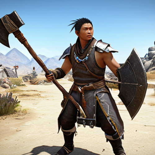 Home 4 **A skilled Maehwa character efficiently gathering resources in a Black Desert Online resource-rich location.** Focus on the character's mobility, gathering tools (axe, pickaxe), and the environment details (rare herbs, ore deposits). Consider a "speed gathering" costume.