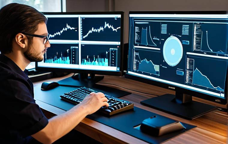 A professional game analyst, fully clothed in a modest business casual outfit, intensely focused on a multi-monitor computer setup. The screens display abstract, strategic game interfaces, skill trees, and experience charts related to fantasy MMORPG progression, illustrating efficient leveling methods. The setting is a clean, modern workspace with ergonomic equipment. The pose is natural and concentrated. Perfect anatomy, correct proportions, well-formed hands, proper finger count, natural body proportions. Professional photography, high-resolution, sharp focus, cinematic lighting. Safe for work, appropriate content, professional, family-friendly.